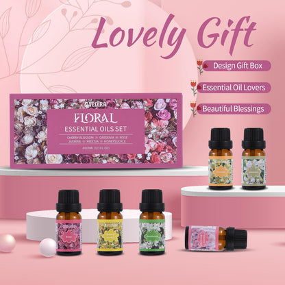 AVEOIRA Floral Fragrance Oils Set – 6x10ml Premium Essential Oils