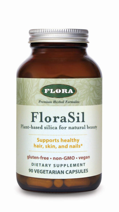 FloraSil 90 Veg Capsules – Silica Supplement with Horsetail Extract for Healthy Hair, Skin & Nails – Supports Collagen Formation