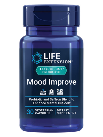 Life Extension FLORASSIST Probiotic Mood Improve – 30 Vegetarian Capsules | Non-GMO, Gluten-Free