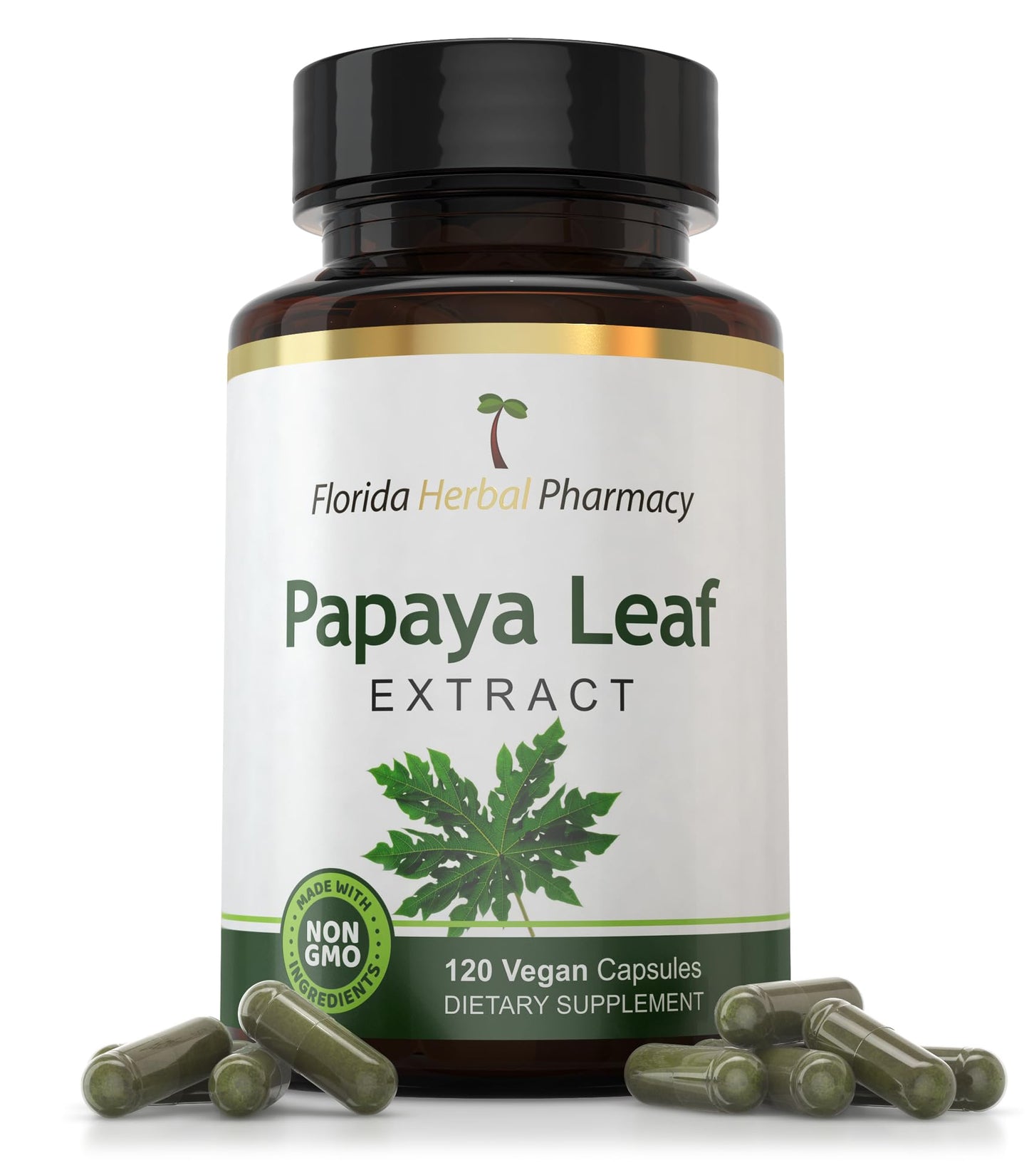 Florida Herbal Pharmacy Papaya Leaf Extract Capsules 10:1 – 120 Count