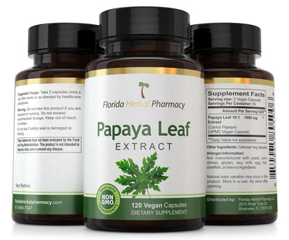 Florida Herbal Pharmacy Papaya Leaf Extract Capsules 10:1 – 120 Count