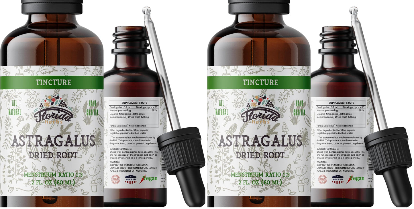 Organic Astragalus Tincture (Non-GMO) 700 mg - Florida Herbs, 2 oz Pack of 2