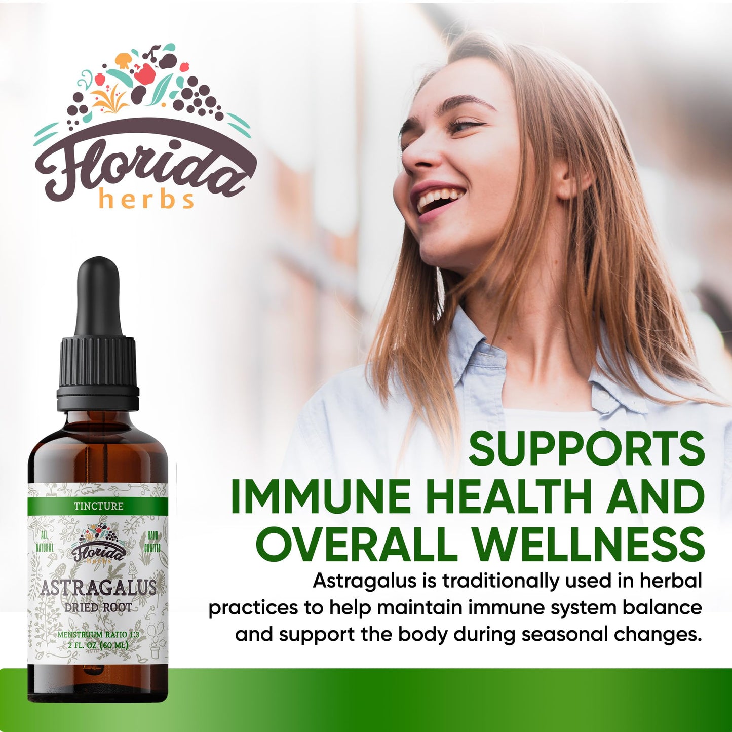 Organic Astragalus Tincture (Non-GMO) 700 mg - Florida Herbs, 2 oz Pack of 2
