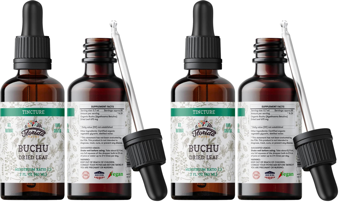 Florida Herbs Buchu Tincture – Organic Buchu Extract (Agathosma betulina), 2 oz Pack of 2, Non-GMO