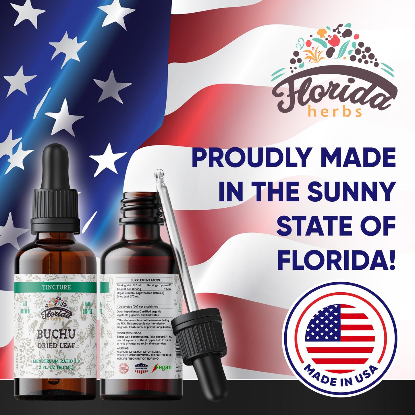 Florida Herbs Buchu Tincture – Organic Buchu Extract (Agathosma betulina), 2 oz Pack of 2, Non-GMO