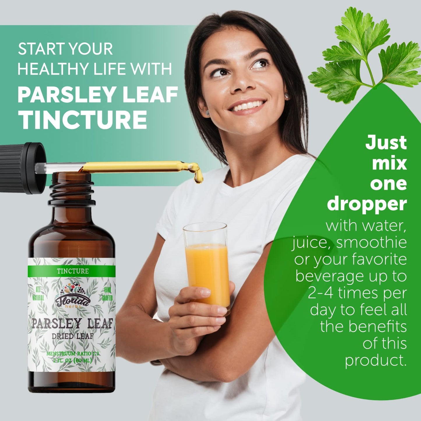 Florida Herbs Parsley Leaf Tincture – Alcohol-Free, Organic Parsley (2 oz)
