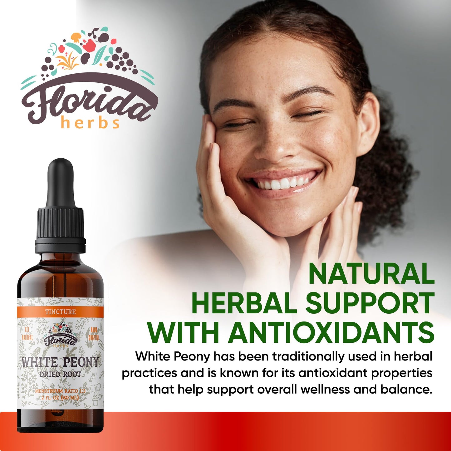 Florida Herbs White Peony Tincture - Organic Paeonia Lactiflora Extract, Non-GMO, 2 oz