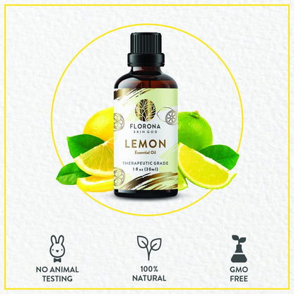 Florona Lemon Essential Oil – 100% Pure & Natural, 1 fl oz | Aromatherapy, Skincare & DIY
