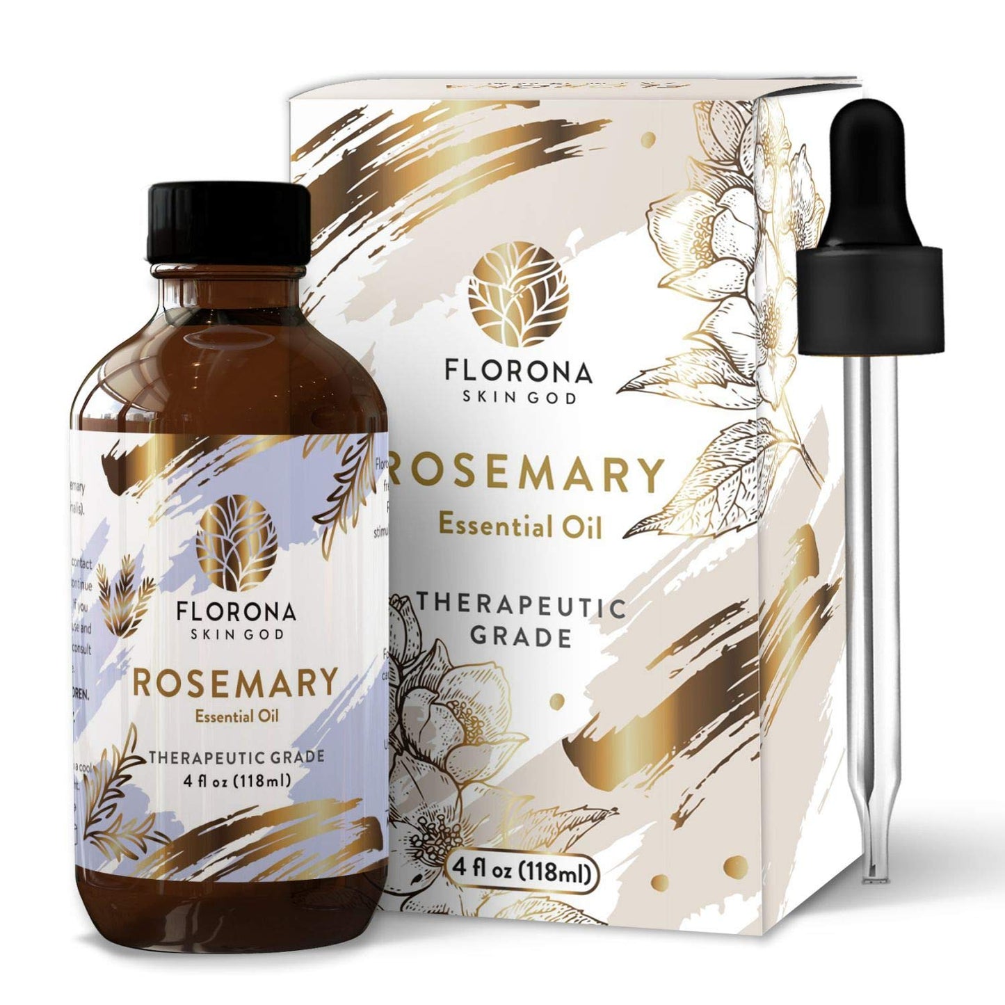 Florona Rosemary Essential Oil - 100% Pure & Natural, 4 oz | Hair & Skin Care, Aromatherapy