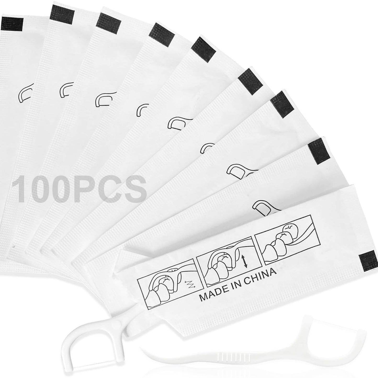 100 Count Floss Picks – Curved Tip, Non-Slip Grip, Wax-Free Travel Flossers