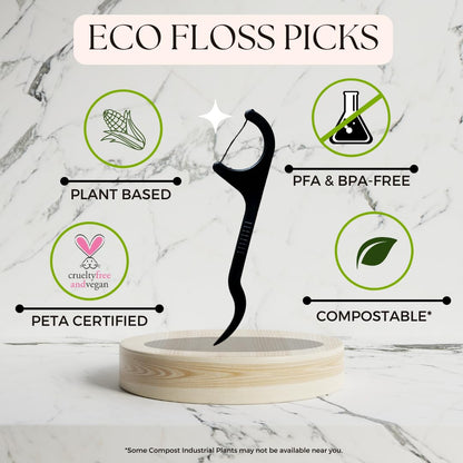 Floss Picks 6 Pack (300 Pieces) – Plant-Based, Eco-Friendly Bamboo Dental Flossers for Adults & Kids | Oral Care