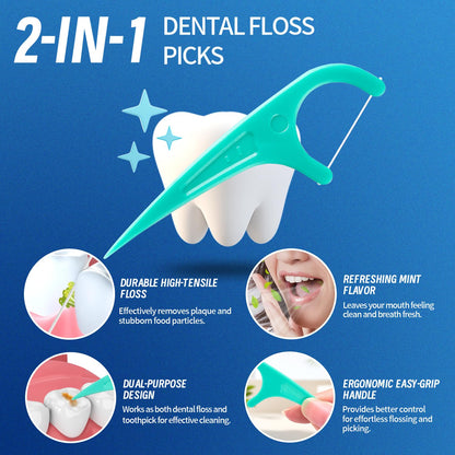 Floss Picks 300 Count Mint – 5 Travel Cases | Prevent Cavities