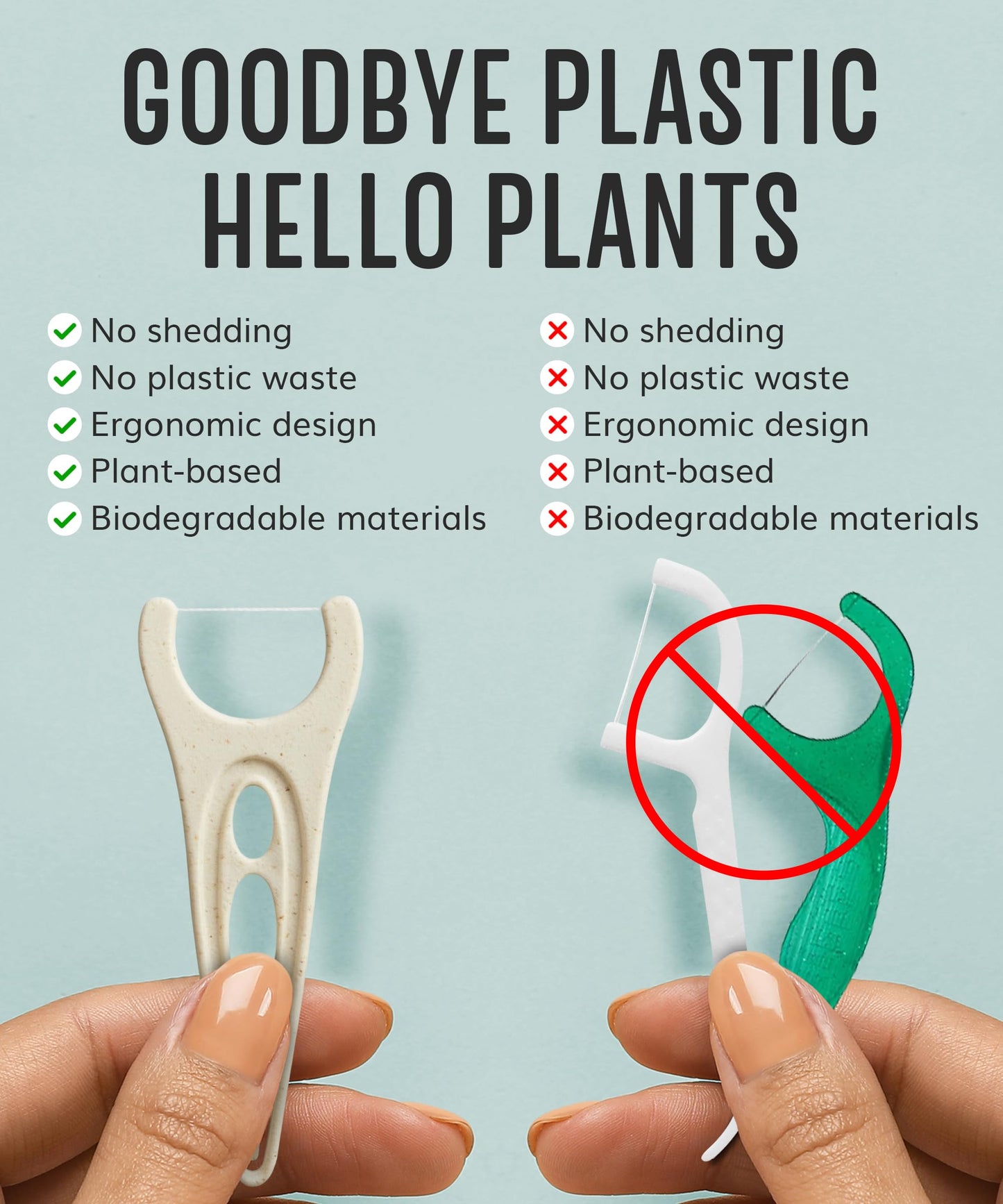 Biodegradable Floss Picks (200pcs) - Plant-Based Mint, Vegan & Nontoxic