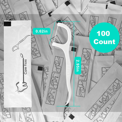 100 Count Floss Picks – Curved Tip, Non-Slip Grip, Wax-Free Travel Flossers