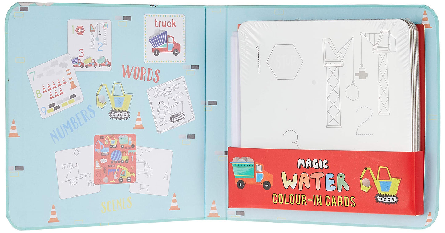 Floss & Rock Construction Magic Water Pad and Pen | Reusable Water Cards for Kids