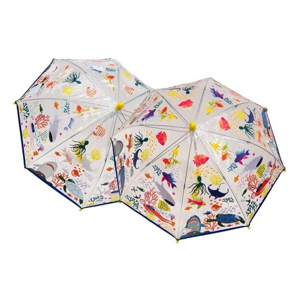 Floss & Rock Deep Sea Colour-Changing Kids Umbrella, 23.6 Inch, Multicolor