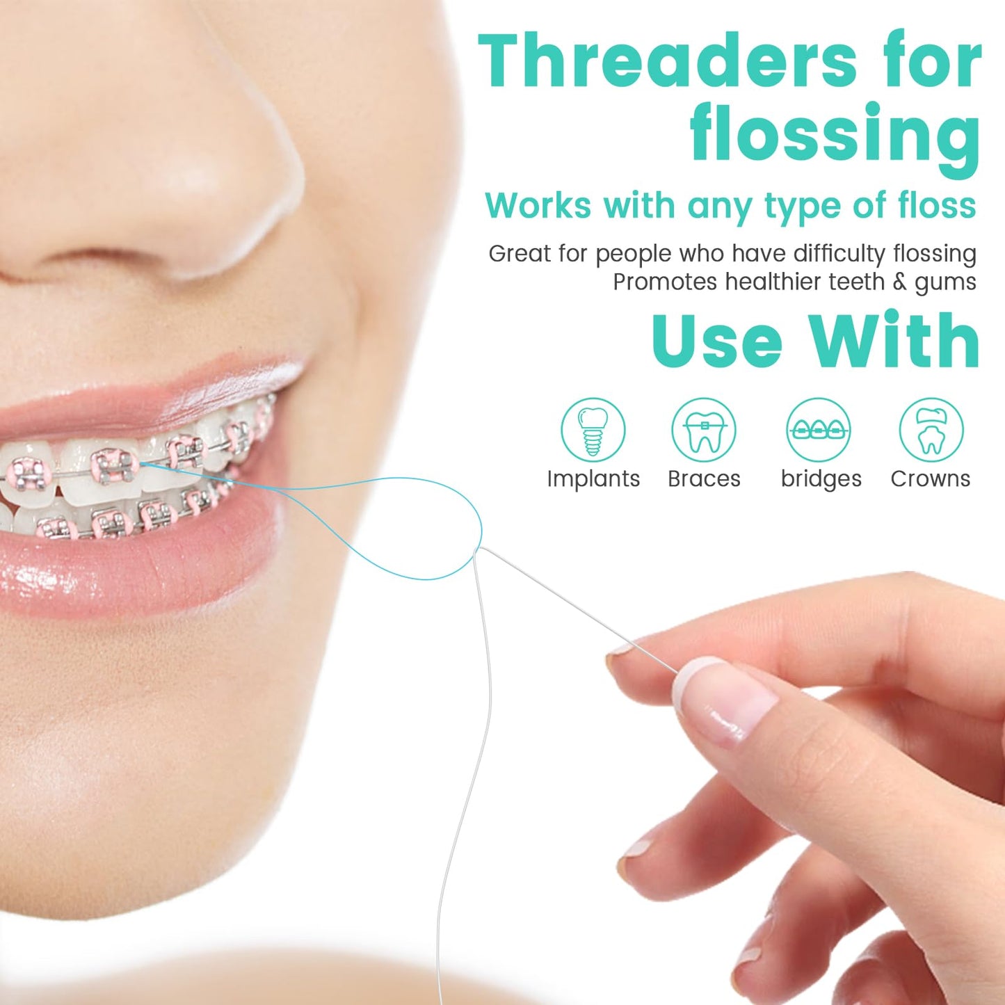 Floss Threaders - 400 Count (Pack of 4) for Braces, Bridges & Implants