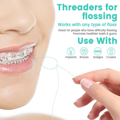 Floss Threaders - 400 Count (Pack of 4) for Braces, Bridges & Implants