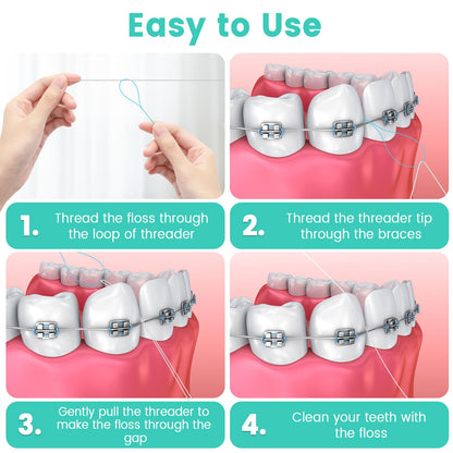 Floss Threaders - 400 Count (Pack of 4) for Braces, Bridges & Implants