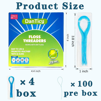 Dental Floss Threaders for Braces & Bridges - 400PCS (4 Pack)