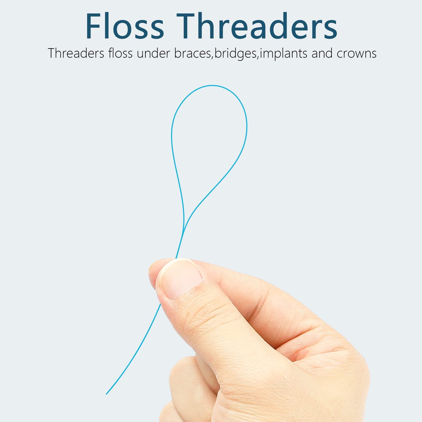 Floss Threaders for Braces, Bridges & Implants – Deep Clean 200PCS (4 Pack) Blue