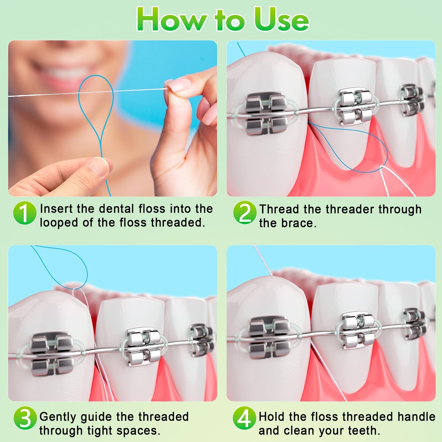 Floss Threaders, Orthodontic Threader, Ultraclean Access Tool for Maintaining Oral Health with Braces, Bridges, and Implants 300 Count (Pack of 3)
