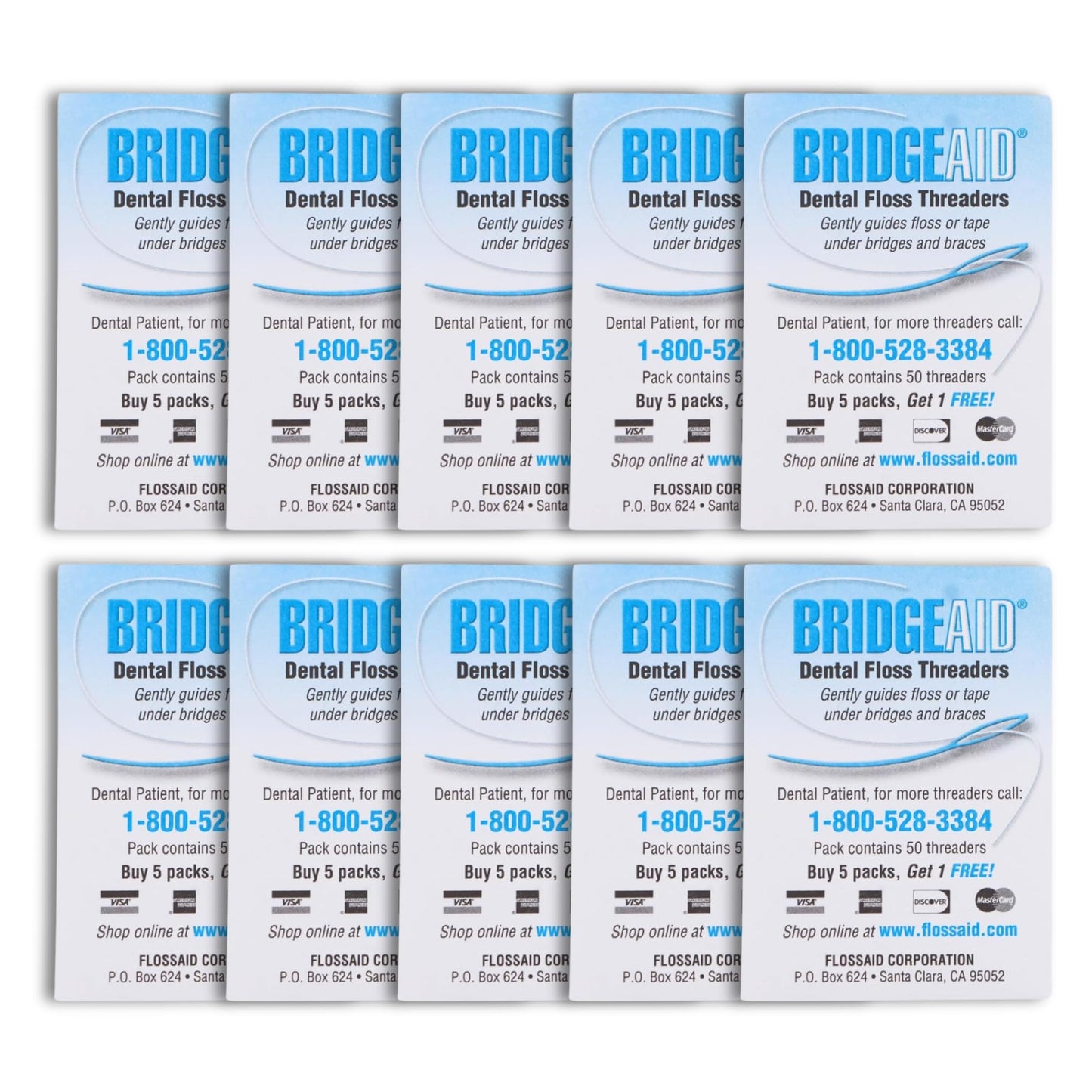 FLOSSAID BridgeAid Threaders – 100 Threaders (2 x 50) – Dental Floss Threaders