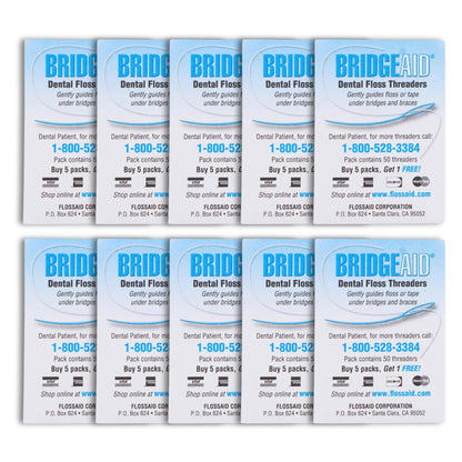 FLOSSAID BridgeAid Threaders – 100 Threaders (2 x 50) – Dental Floss Threaders