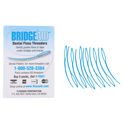 FLOSSAID BridgeAid Threaders – 100 Threaders (2 x 50) – Dental Floss Threaders
