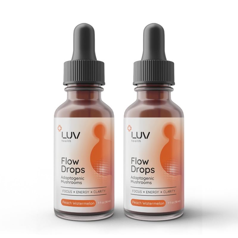 LUV health Flow Drops – Energy, Focus & Immune Support | Adaptogenic Mushrooms (Vegan, Made in USA)