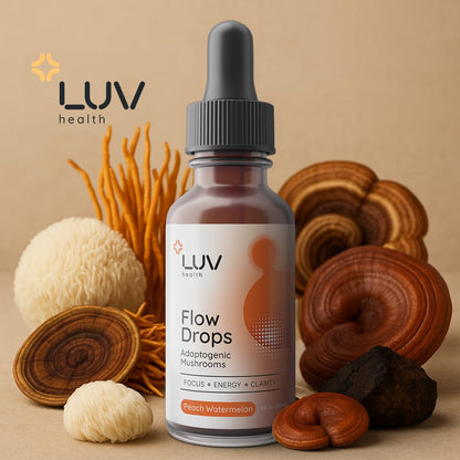 LUV health Flow Drops® – Energy, Focus & Immune Support (Vegan, USA-Made) 4-Pack