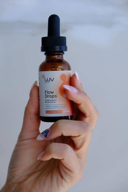 LUV health Flow Drops – Energy, Focus & Immune Support | Adaptogenic Mushrooms (Vegan, Made in USA)