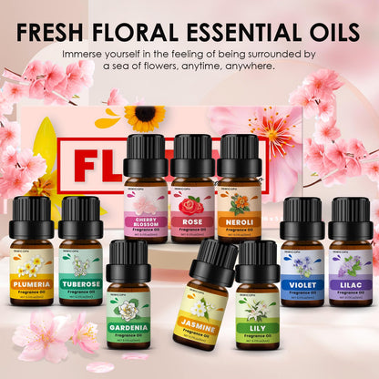 Floral Essential Oils Set - INWICOPH Flower Fragrance Oils for Candles & Diffusers