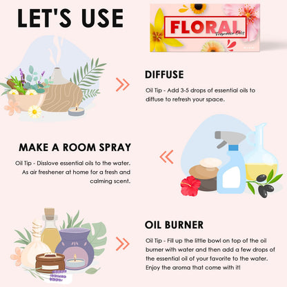 Floral Essential Oils Set - INWICOPH Flower Fragrance Oils for Candles & Diffusers