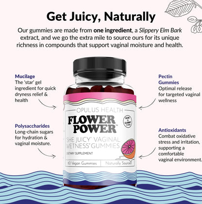 Flower Power She Juicy Gummies – Vegan Vaginal Moisturizer, Sugar-Free, Blueberry Flavor