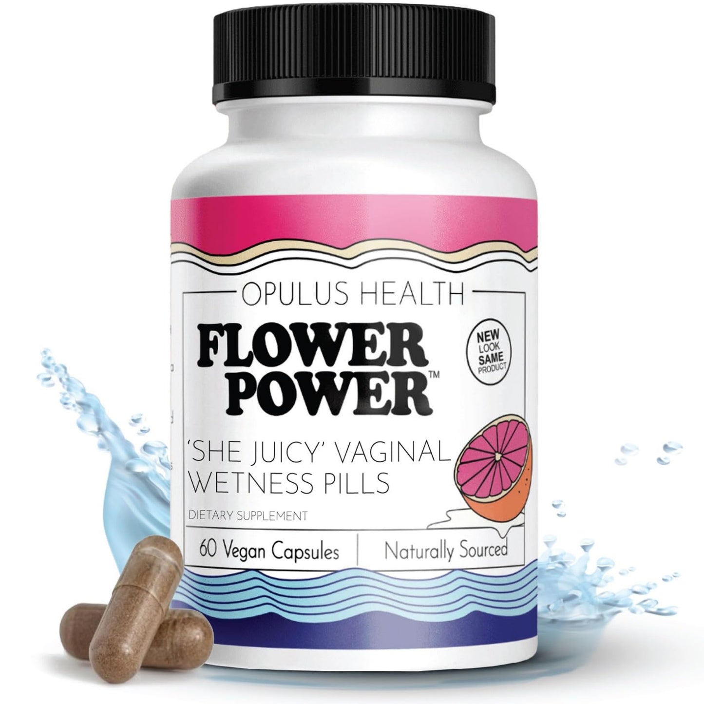 Flower Power Vaginal Moisturizer Capsules | 60 Count | End Vaginal Dryness with Slippery Elm Bark | Made in USA