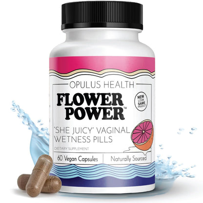 Flower Power Vaginal Moisturizer Capsules | 60 Count | End Vaginal Dryness with Slippery Elm Bark | Made in USA