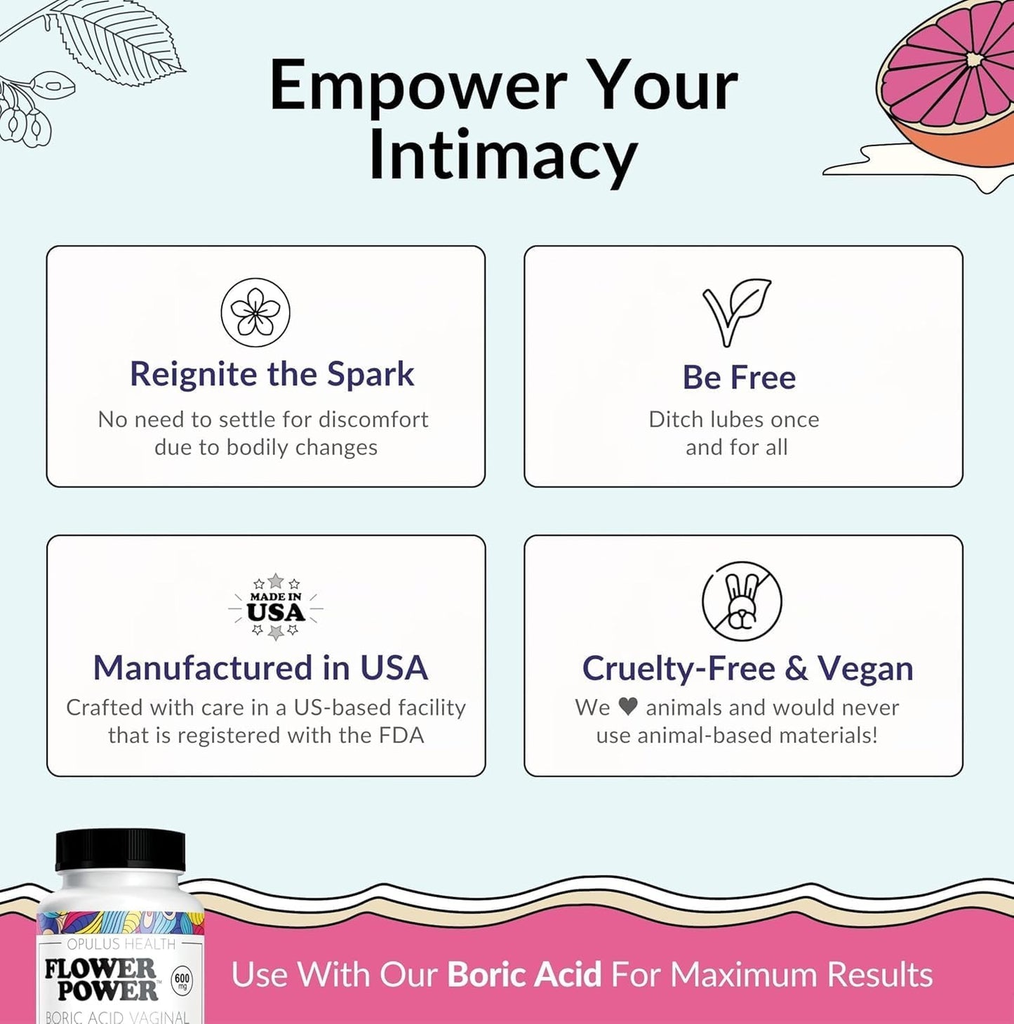 Flower Power She Juicy Gummies – Vegan Vaginal Moisturizer, Sugar-Free, Blueberry Flavor
