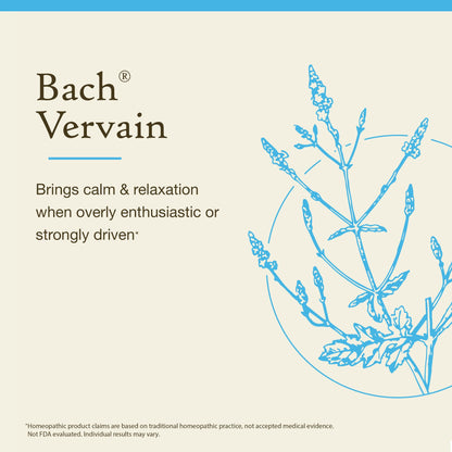 Bach Vervain - Non-Alcohol Flower Remedy for Relax & Calm | 10mL Dropper