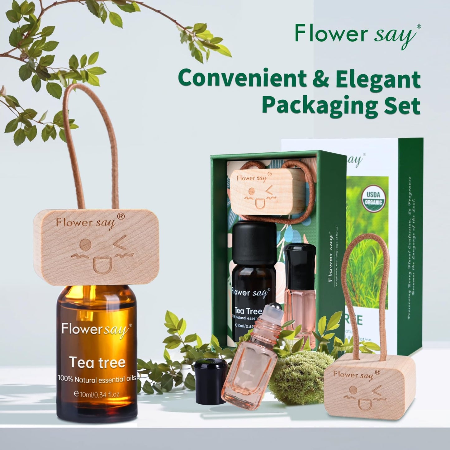 Flower Say USDA Organic Tea Tree Oil 10ml – 100% Pure Australian Tea Tree Essential Oil for Skin, Nails, Scalp, Diffuser
