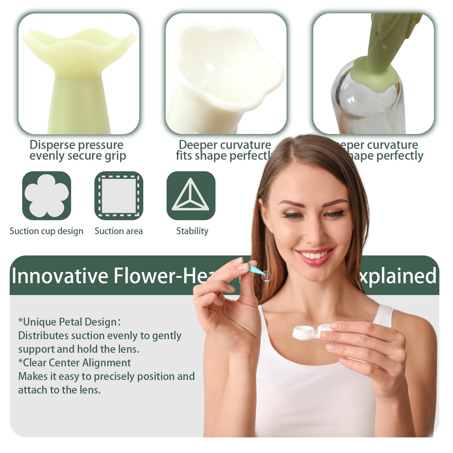4 Pack Flower-Shaped Contact Lens Remover with Storage Box – Hard/RGP Lenses