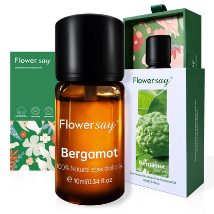 FLOWERSAY Bergamot Essential Oil 0.34oz | 100% Pure, Therapeutic Grade