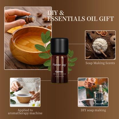 FLOWERSAY Cypress Essential Oil 0.34oz | 100% Pure Therapeutic Grade