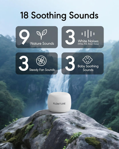 Flowtune Sound Machine: White Noise for Baby & Adults | Mini Portable Travel Companion