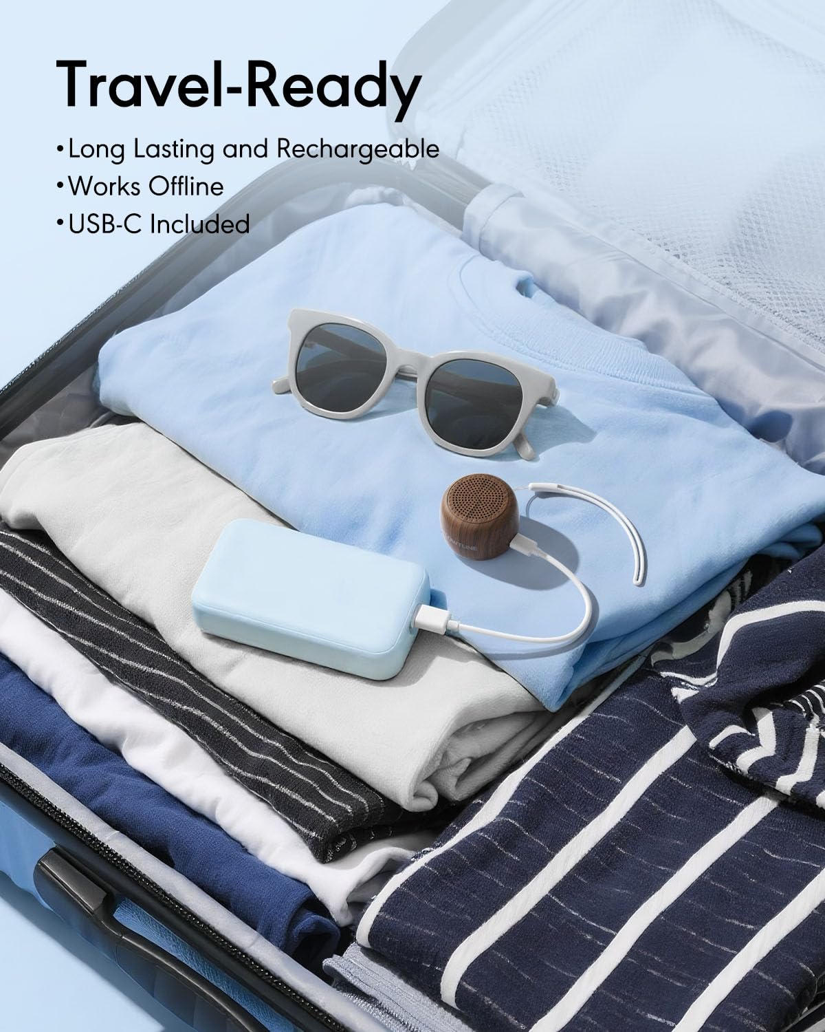 Flowtune Mini Portable White Noise Machine – 18 Sleep Sounds, 6H Timer, Wood Grain