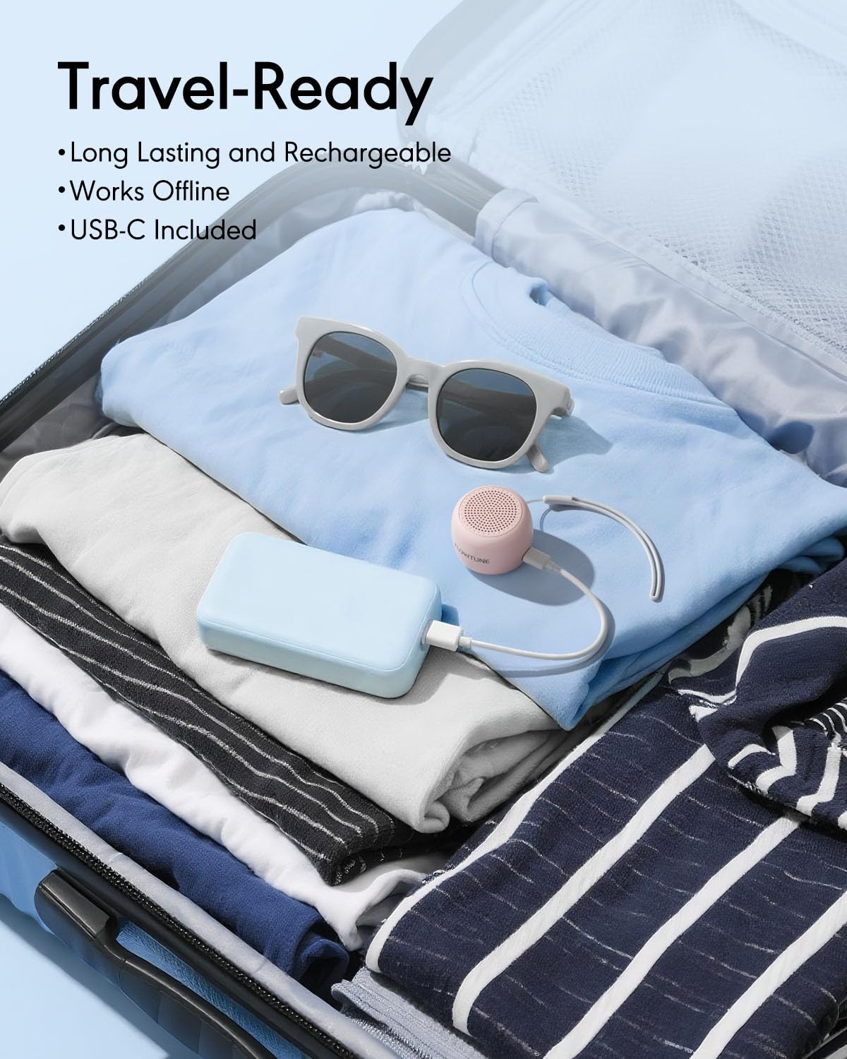 Flowtune Sakura Pink Mini White Noise Machine — 18 Sleep Sounds, Travel-Ready