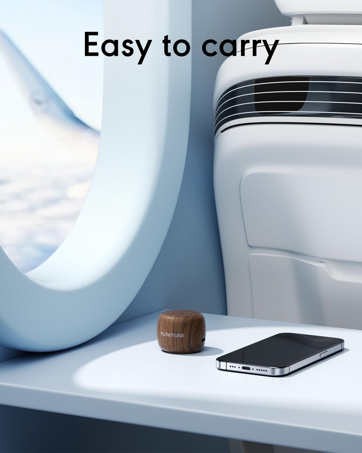 Flowtune Mini Portable White Noise Machine – 18 Sleep Sounds, 6H Timer, Wood Grain