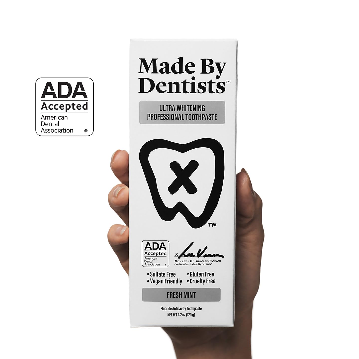 Made by Dentists Ultra Whitening Toothpaste – 2 Pack for Sensitive Teeth | ADA Approved, Fluoride 0.24%, Hydrogen Peroxide, Vegan