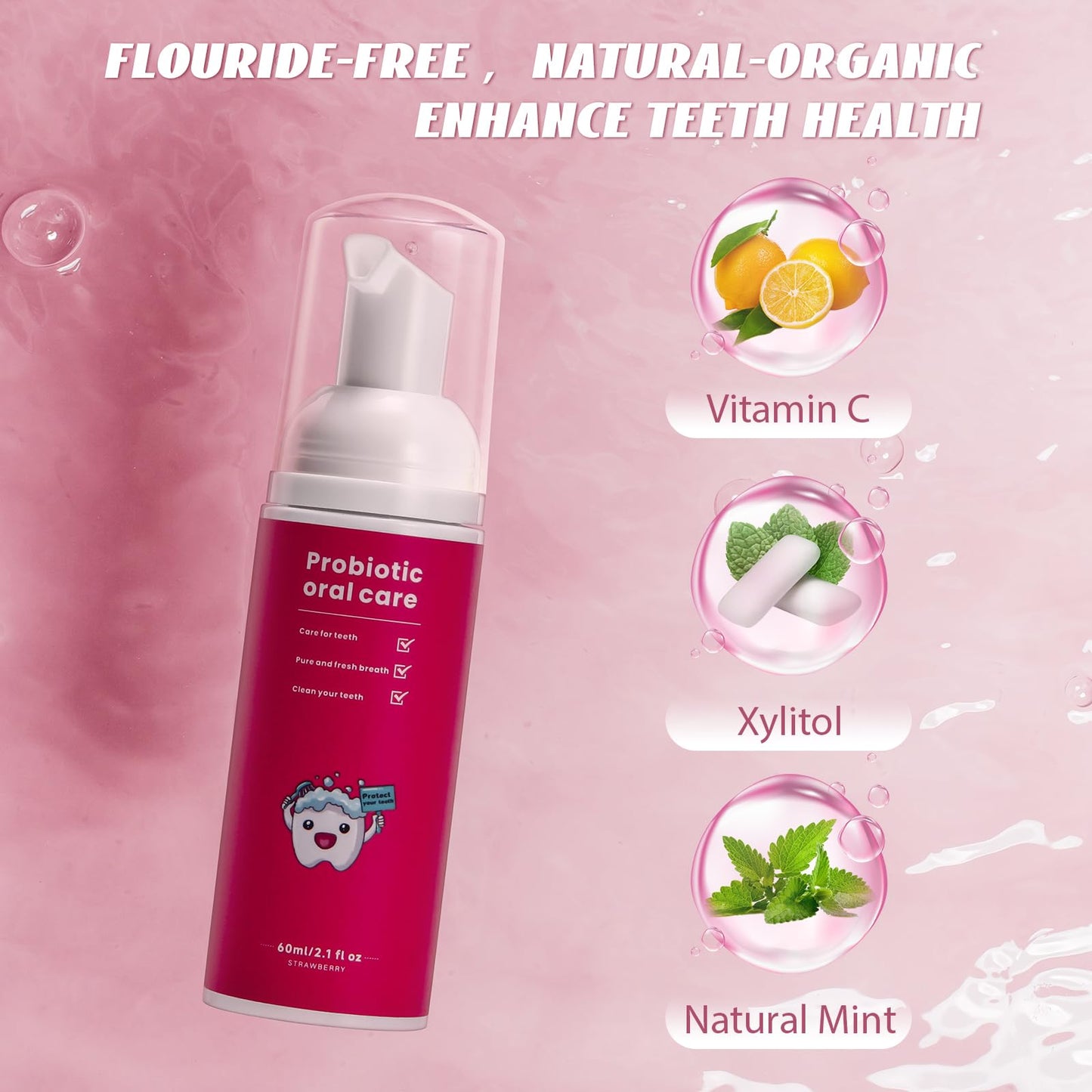 Fluoride Free Foam Kids Toothpaste - ELOTAME Mint Mix for Toddlers