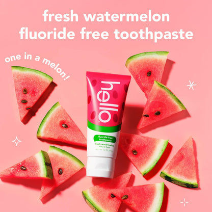 Hello Fresh Watermelon Fluoride Free Kids Toothpaste – 3 Pack, 4.2 oz Tubes